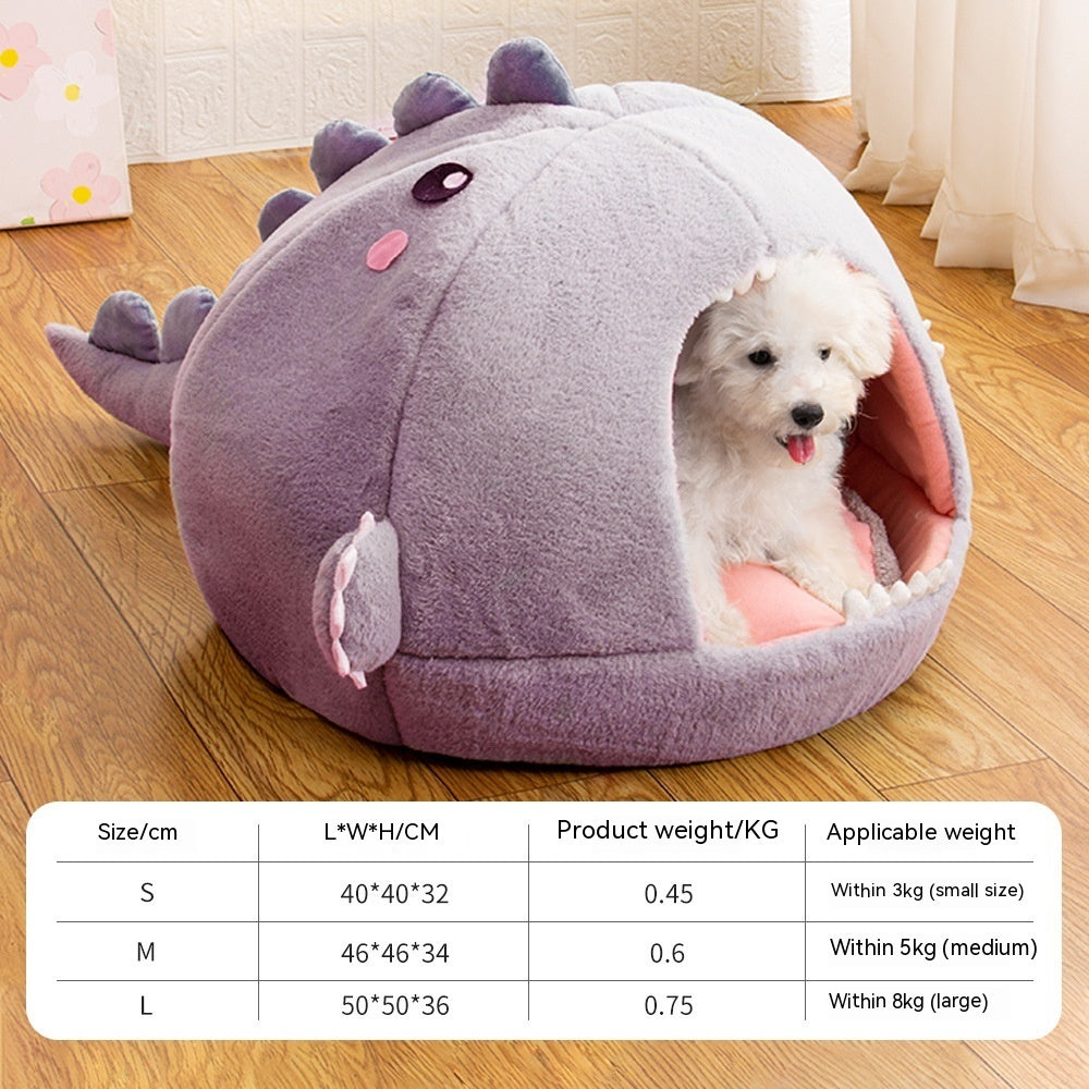 Dinosaur Pet Bed: Semi-closed