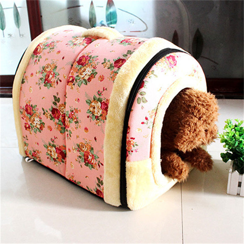 Floral Pet Kennel: Warm, Cute & Washable