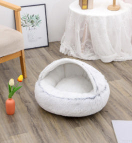 Plush Pet Bed: Warm Round Winter Nest for Cats & Dogs