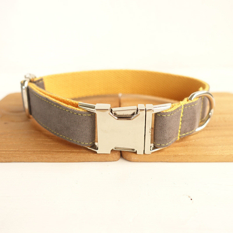 Grey and Yellow Bow-Tie Traction Collar: Dapper