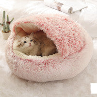 Plush Pet Bed: Warm Round Winter Nest for Cats & Dogs