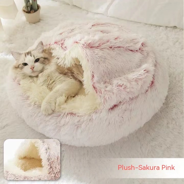 Plush Pet Bed: Warm Round Winter Nest for Cats & Dogs