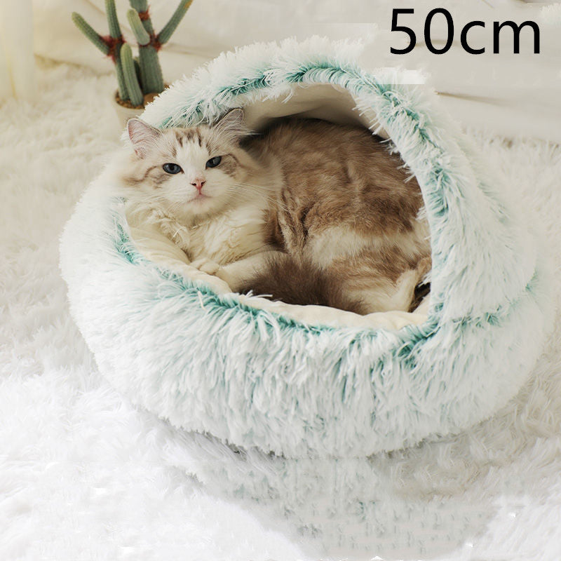 Plush Pet Bed: Warm Round Winter Nest for Cats & Dogs