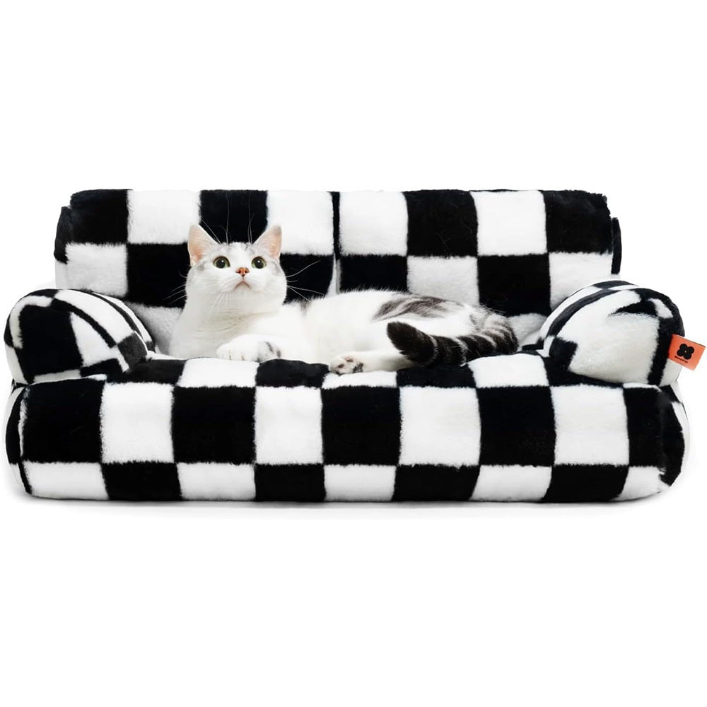 Plush Pet Sofa: Warm Washable Bed for Cats & Dogs