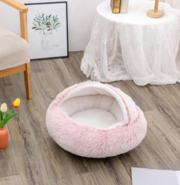 Plush Pet Bed: Warm Round Winter Nest for Cats & Dogs