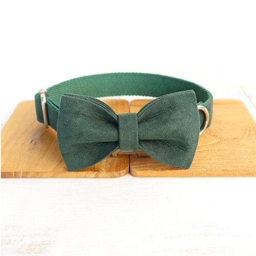 Dark Green Bow-Tie Traction Collar: Demure