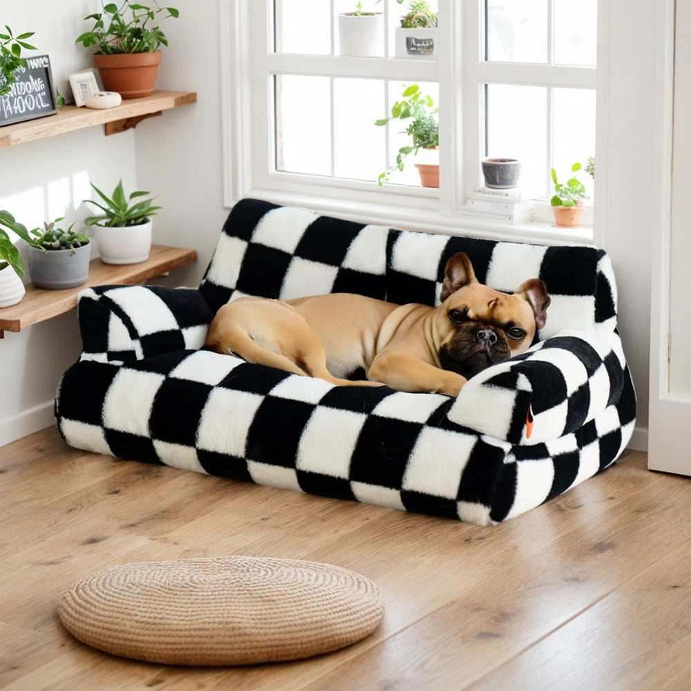 Plush Pet Sofa: Warm Washable Bed for Cats & Dogs