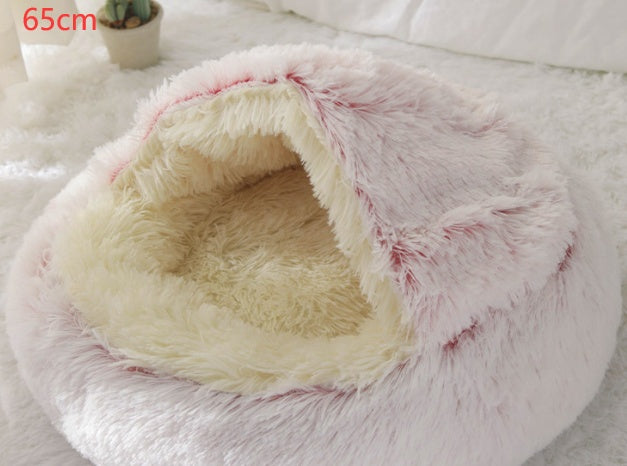 Plush Pet Bed: Warm Round Winter Nest for Cats & Dogs