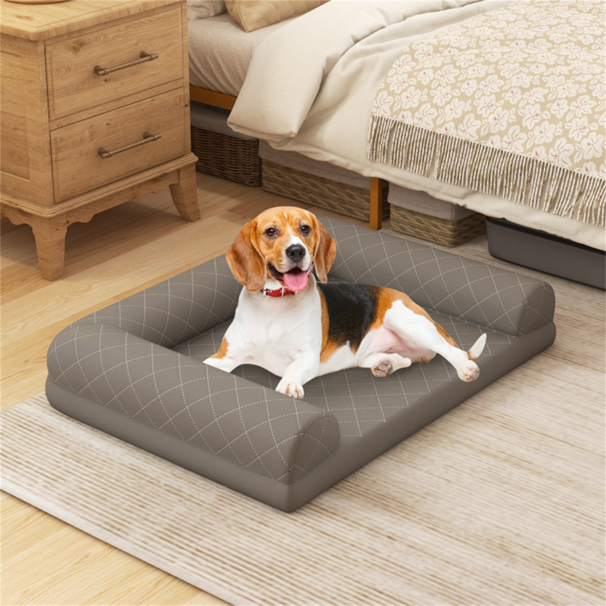 36" Orthopedic Dog Bed: Egg Foam with 3-Side Bolster