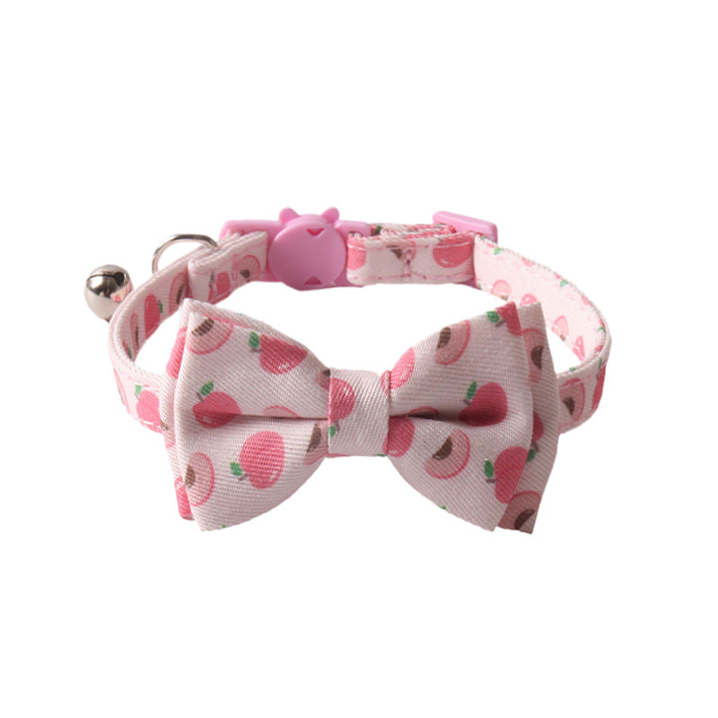 Fruit Series Pet Collar with Bow and Triangular Binder: Playful Pet Accessory