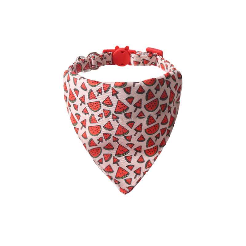 Fruit Series Pet Collar with Bow and Triangular Binder: Playful Pet Accessory