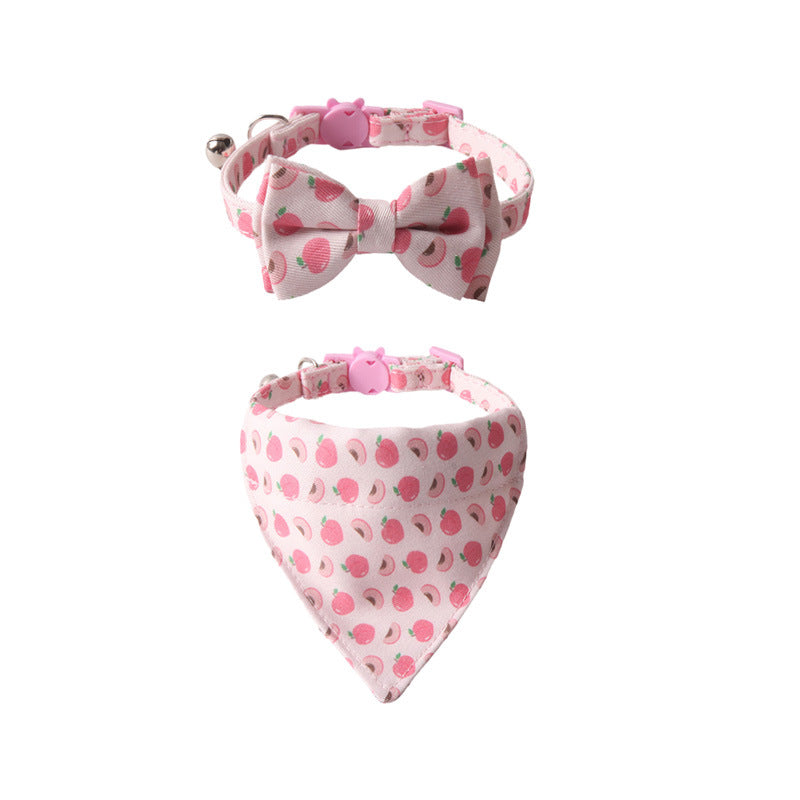 Fruit Series Pet Collar with Bow and Triangular Binder: Playful Pet Accessory