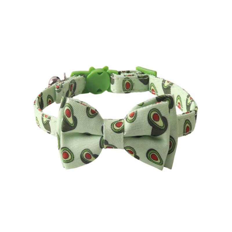 Fruit Series Pet Collar with Bow and Triangular Binder: Playful Pet Accessory