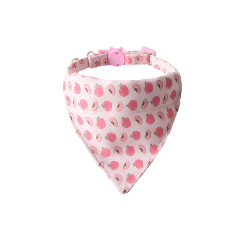 Fruit Series Pet Collar with Bow and Triangular Binder: Playful Pet Accessory