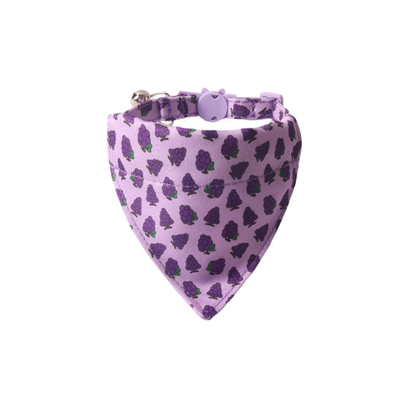 Fruit Series Pet Collar with Bow and Triangular Binder: Playful Pet Accessory