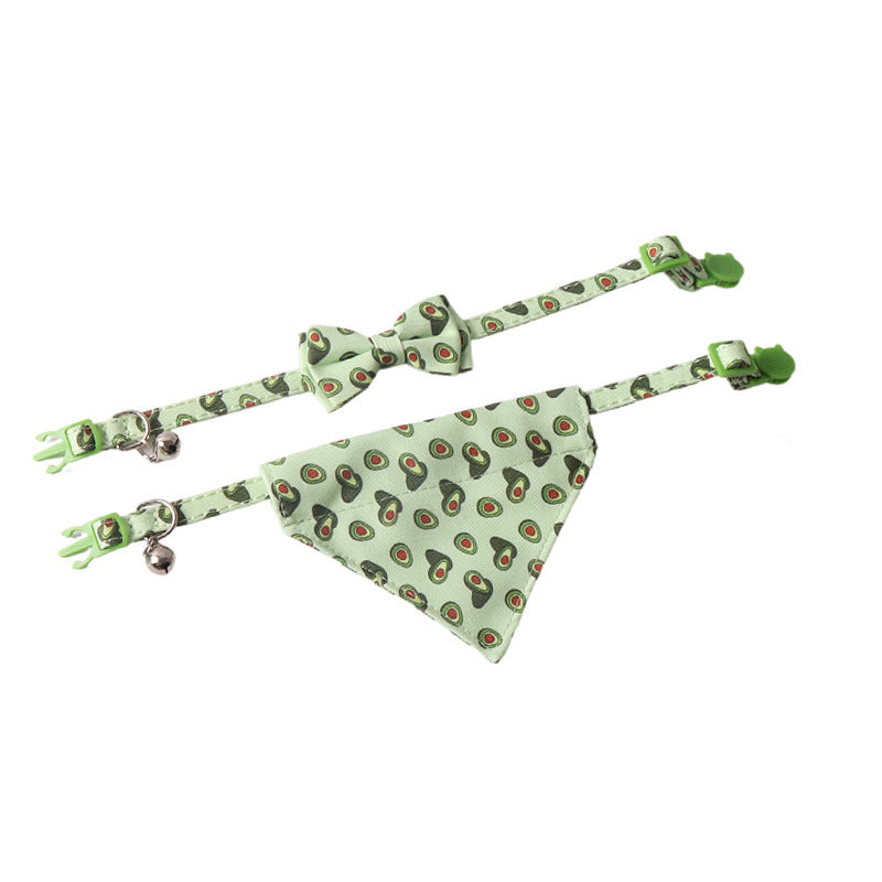 Fruit Series Pet Collar with Bow and Triangular Binder: Playful Pet Accessory