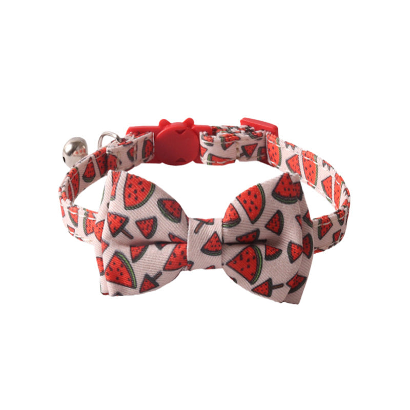 Fruit Series Pet Collar with Bow and Triangular Binder: Playful Pet Accessory