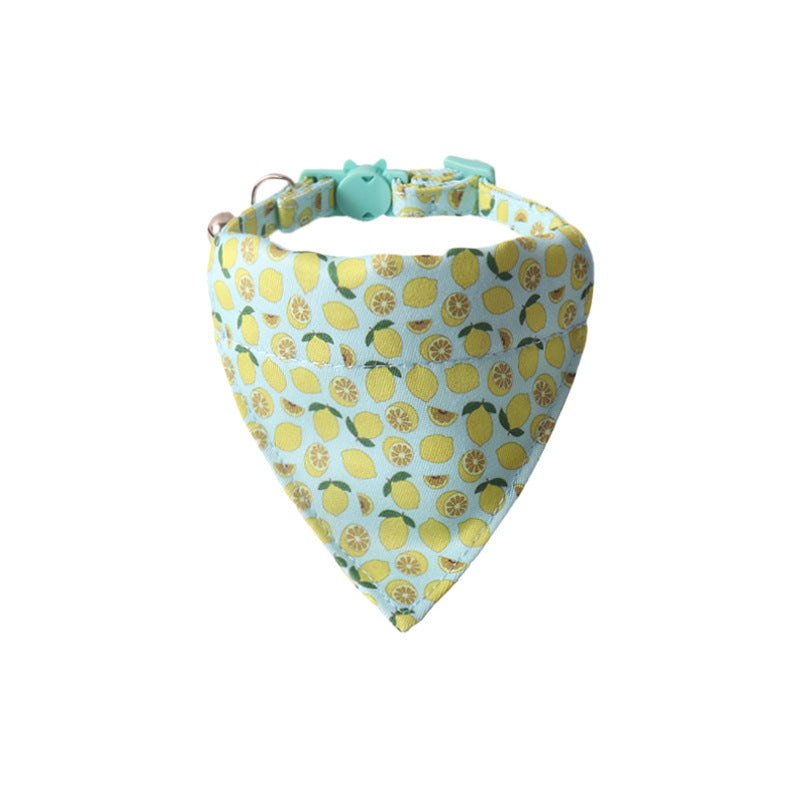 Fruit Series Pet Collar with Bow and Triangular Binder: Playful Pet Accessory