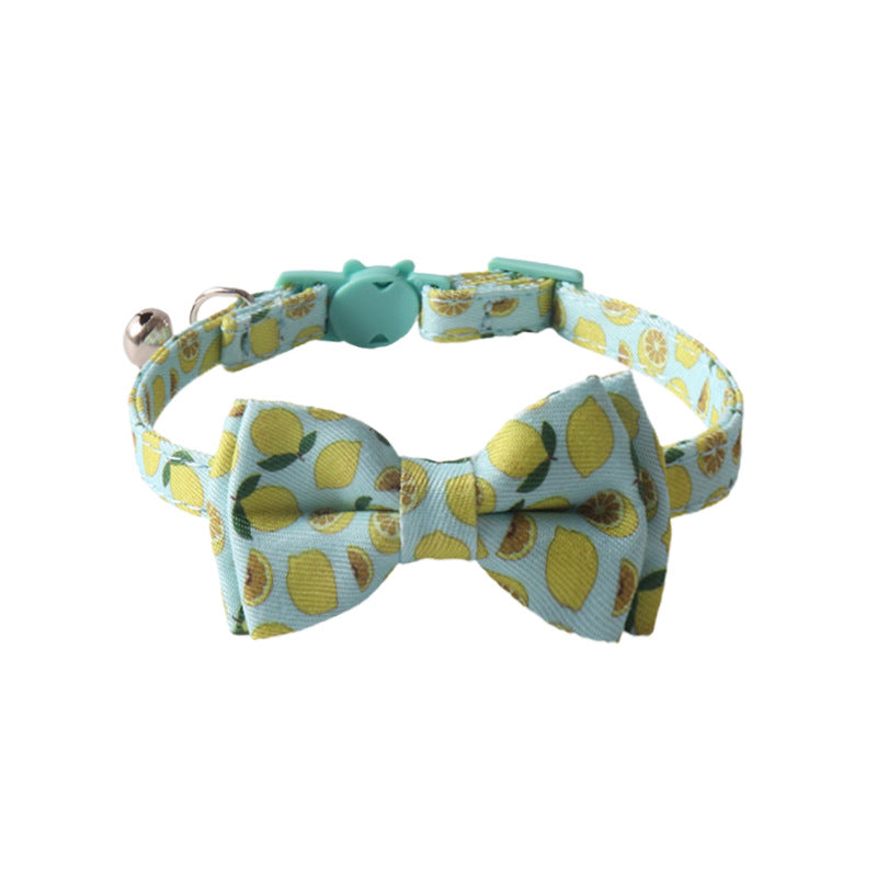 Fruit Series Pet Collar with Bow and Triangular Binder: Playful Pet Accessory