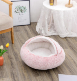 Plush Pet Bed: Warm Round Winter Nest for Cats & Dogs