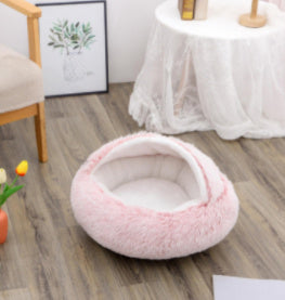 Plush Pet Bed: Warm Round Winter Nest for Cats & Dogs