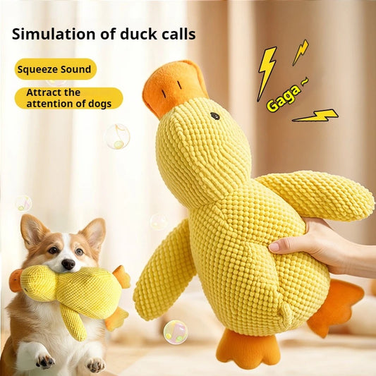 Calming Duck Plush Toy: Squeaky Dog Chew